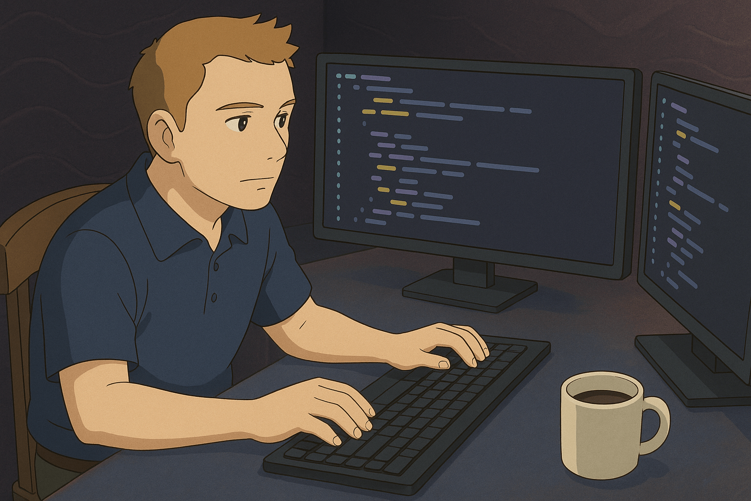 Developer writing code